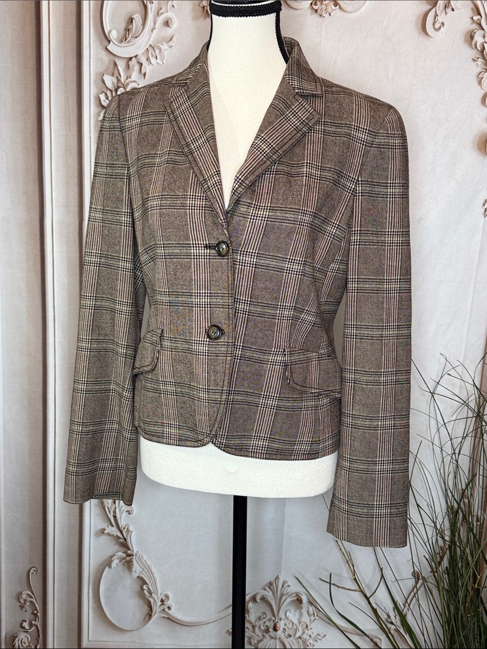 Missoni Taupe Plaid Tailored Blazer